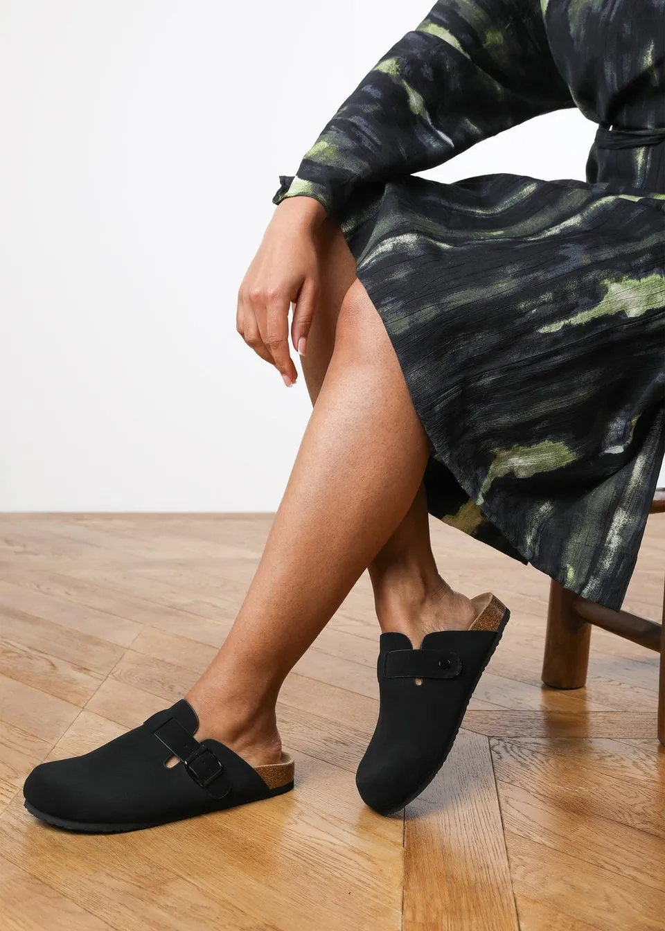 Where's That From Black Suede Zara Slider Sandals