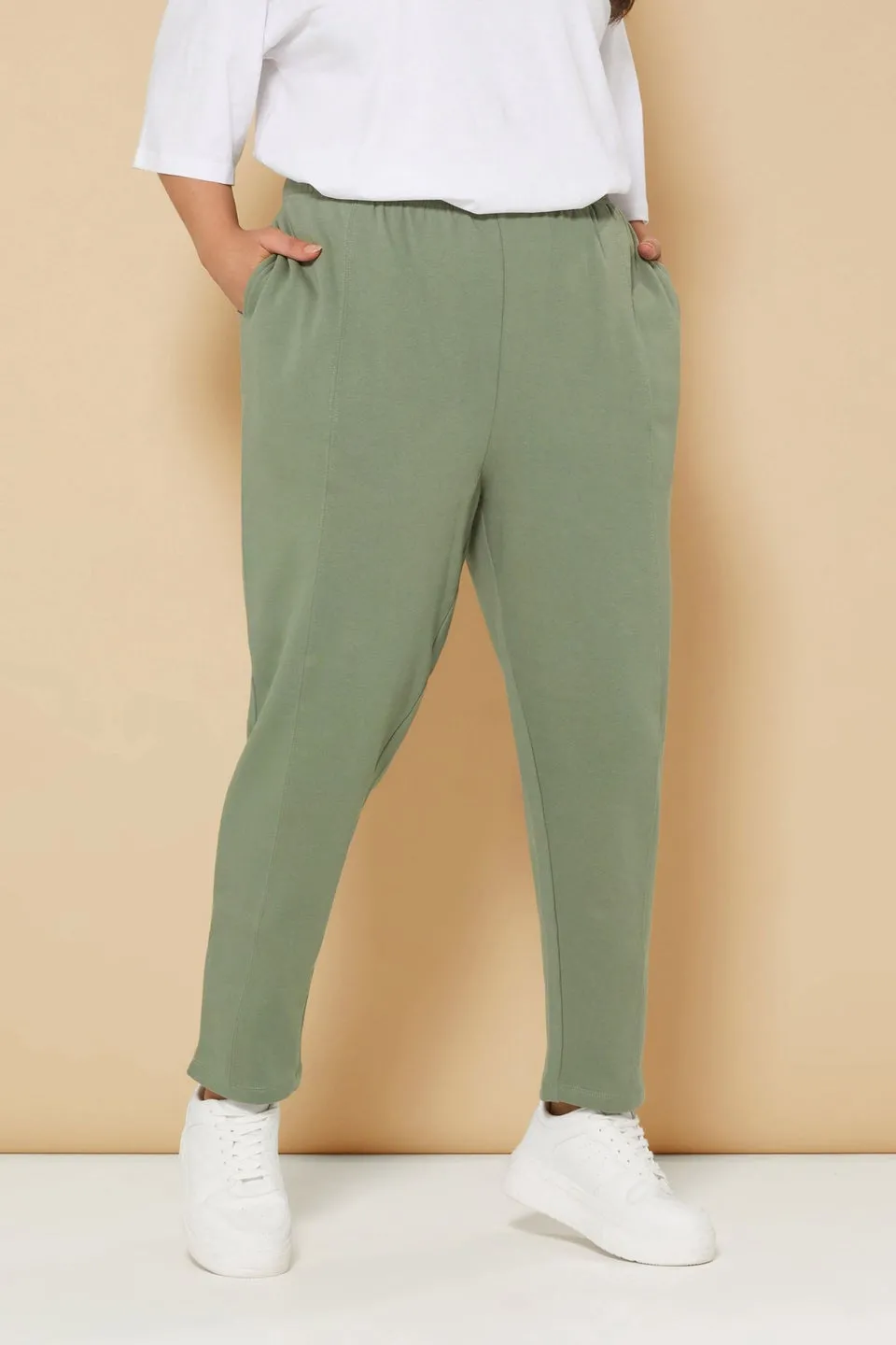 Yours Curve Khaki Green Barrel Joggers