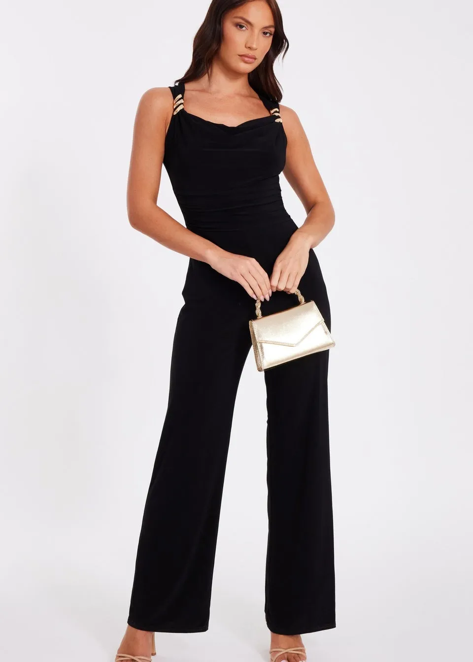 Quiz Black Buckle Detail Jumpsuit