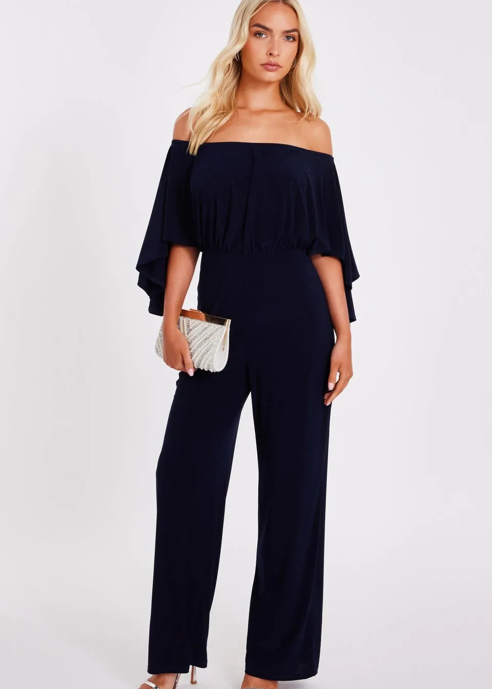 Quiz Navy Bardot Jumpsuit