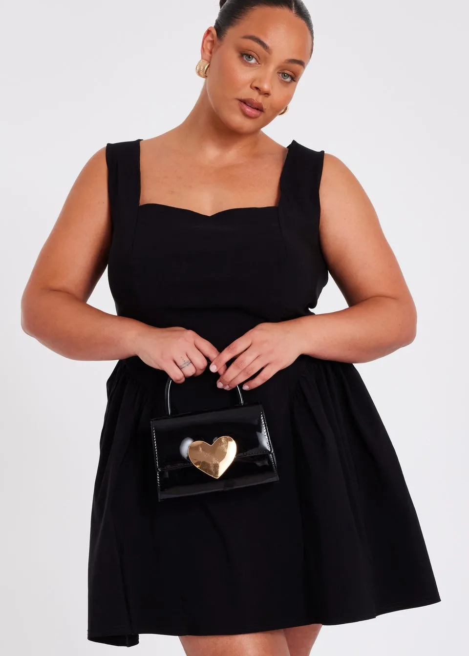 Quiz Black Curve Drop Waist Mini Dress