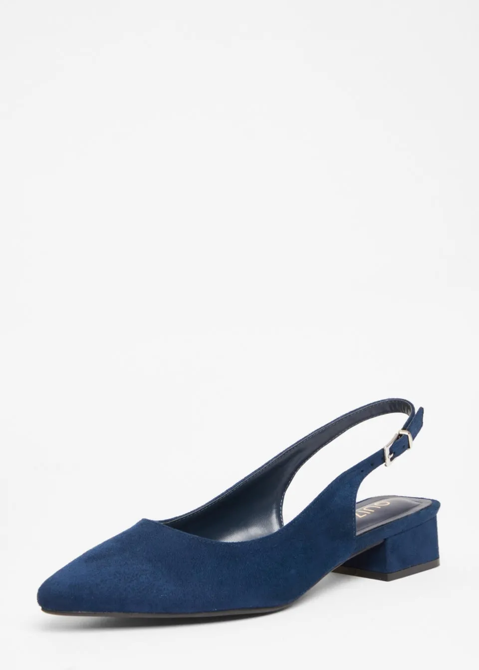Quiz Navy Wide Fit Faux Suede Pumps