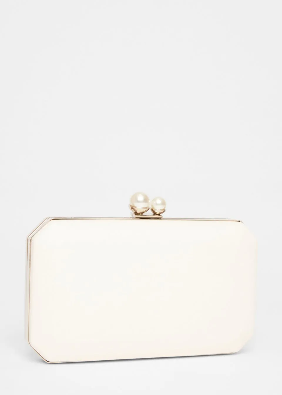 Quiz Cream Pearl Clasp Box Bag