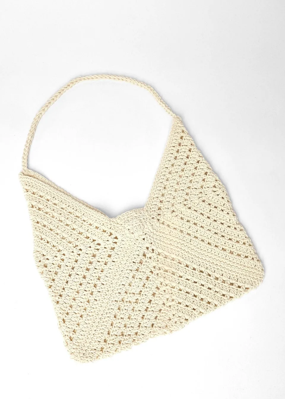 Quiz Cream Crochet Shoulder Bag