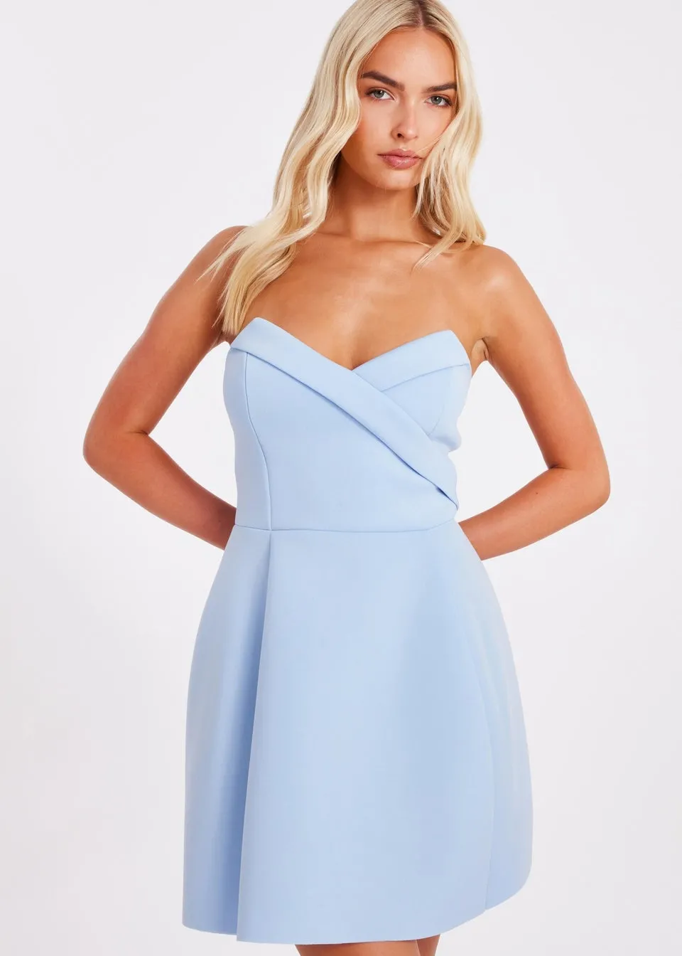 Quiz Blue Wrap Front Mini Dress