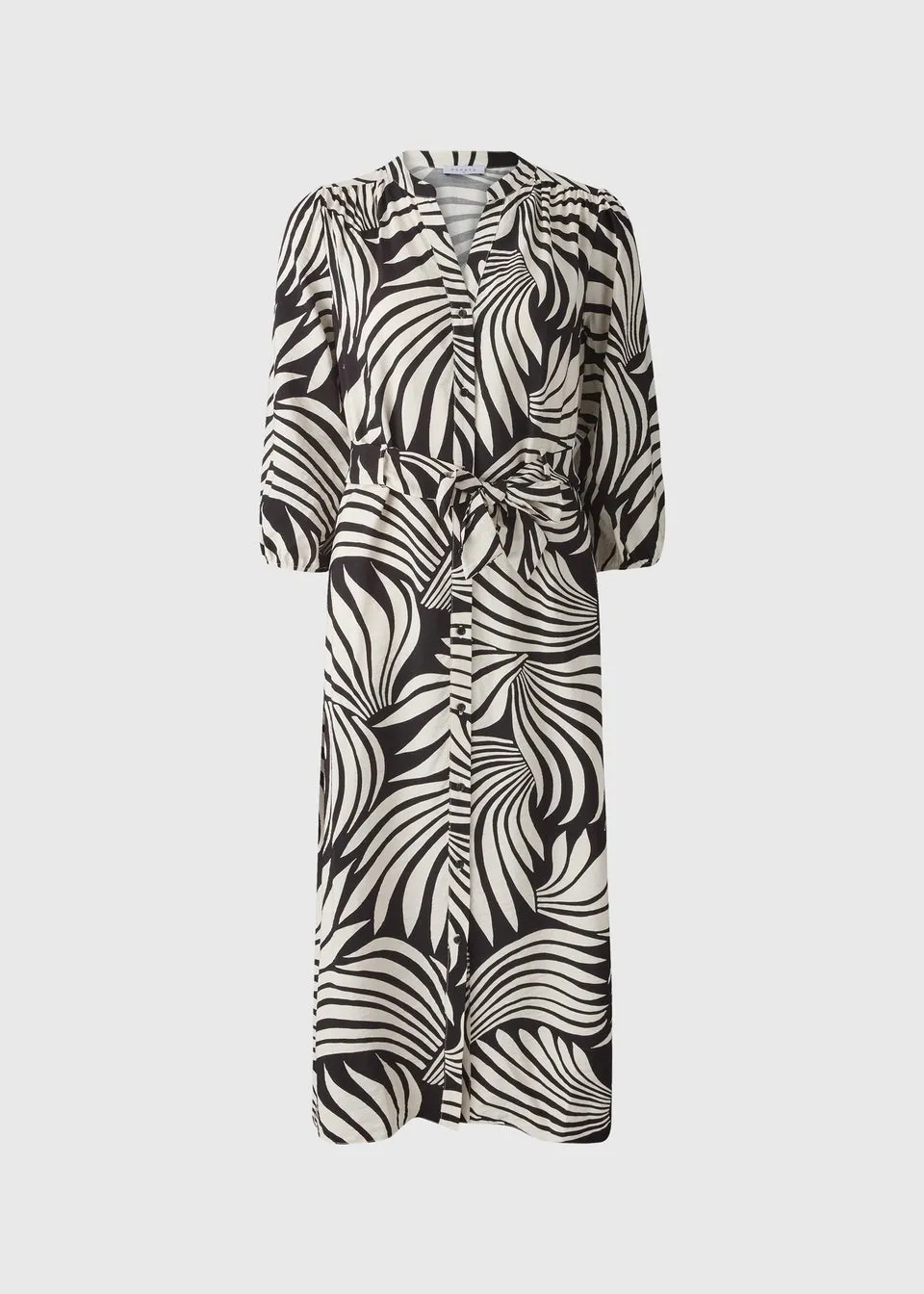 Black Abstract Shirt Midi Dress