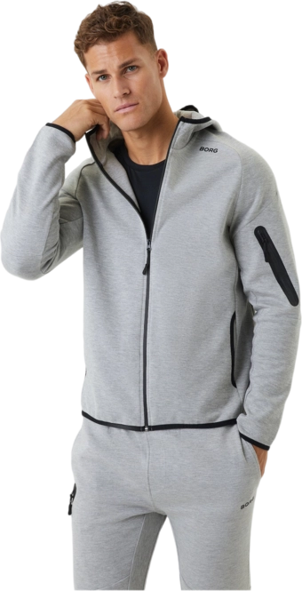 Zip Sweatshirt Björn Borg Men Borg Tech Sweat Hoodie Light Grey Melange