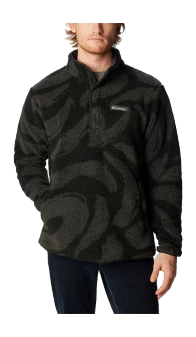 Jumper Columbia Men Rugged Ridge II Sherpa 1/2 Snap Black Snowdrifts Print