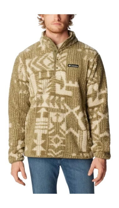 Jumper Columbia Men Rugged Ridge II Sherpa 1/2 Snap Stone Green Passages Print