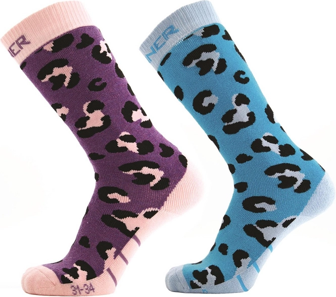 Ski Socks Sinner Kids Animal Double Pack Purple/Blue