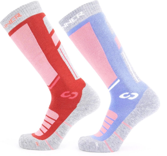 Ski Socks Sinner Women Pro Socks Ladies Double Pack Pink/Blue