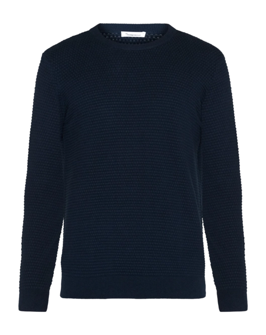 Jumper KnowledgeCotton Apparel Men Vagn Regular Bubble Knit Crew Neck Total Eclipse