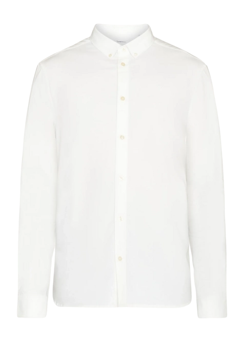 Shirt KnowledgeCotton Apparel Men Harald Small Owl Oxford Bright White