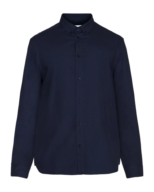 Shirt KnowledgeCotton Apparel Men Harald Small Owl Oxford Total Eclipse