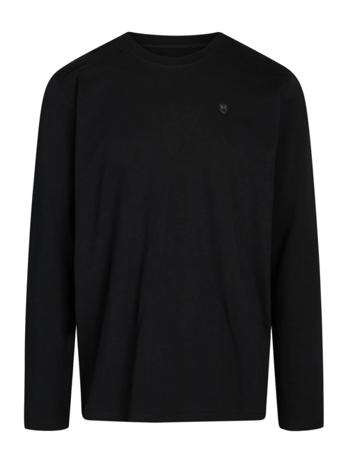 Long Sleeve Shirt KnowledgeCotton Apparel Men Viggo Badge Jet Black
