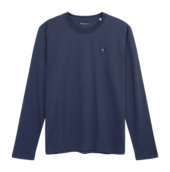 Long Sleeve Shirt KnowledgeCotton Apparel Men Viggo Badge Total Eclipse