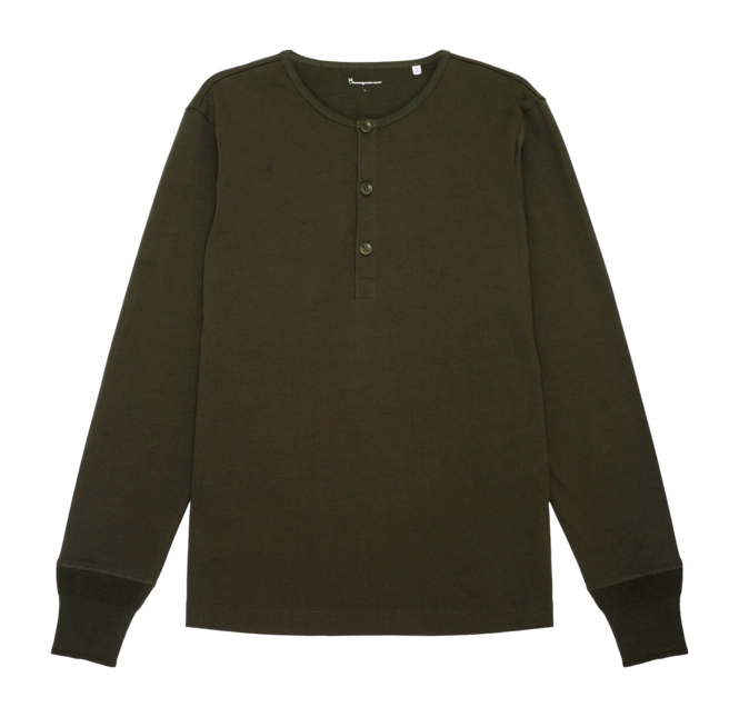 Long Sleeve Shirt KnowledgeCotton Apparel Men Bo Henley Forrest Night