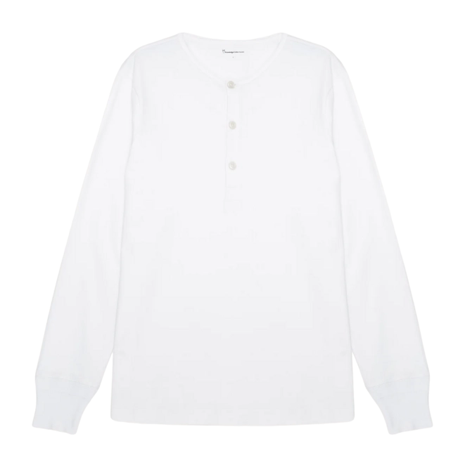 Long Sleeve Shirt KnowledgeCotton Apparel Men Bright White Bo Henley