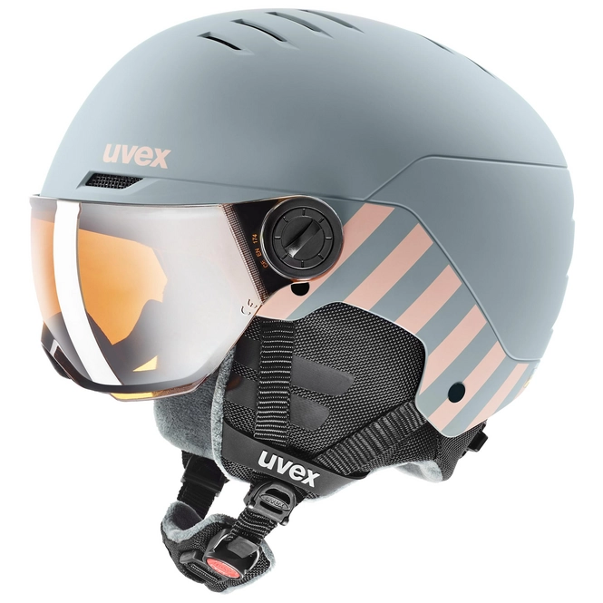 Ski helmet Uvex Rocket Jr Visor Rhino / Blush Matte