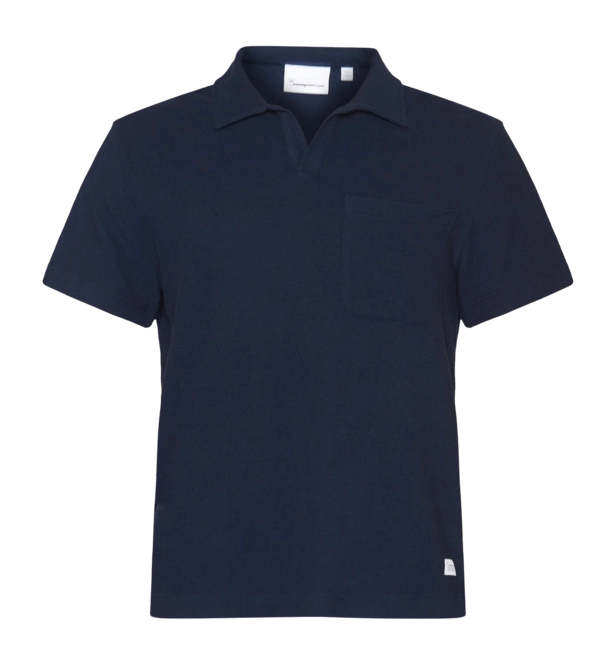 Polo Shirt KnowledgeCotton Apparel Men Loose Cotton Bouclé Jersey Night Sky