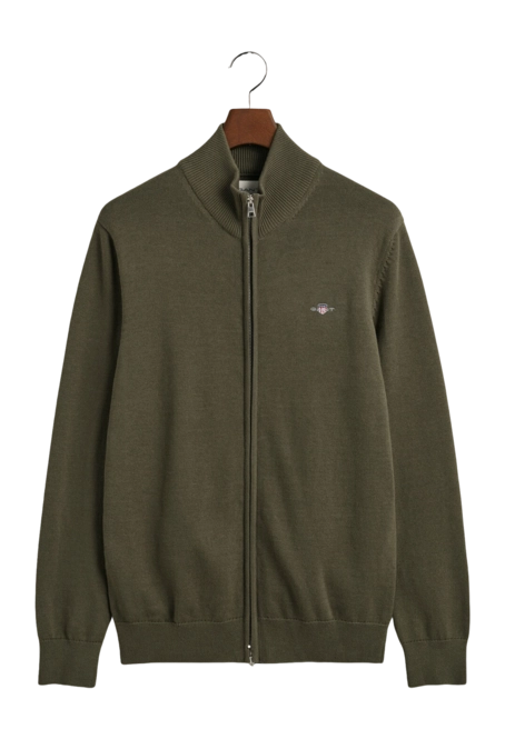 Zip Sweatshirt GANT Men Cotton Cardigan Juniper Green