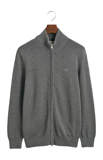 Zip Sweatshirt GANT Men Cotton Cardigan Dark Grey Melange