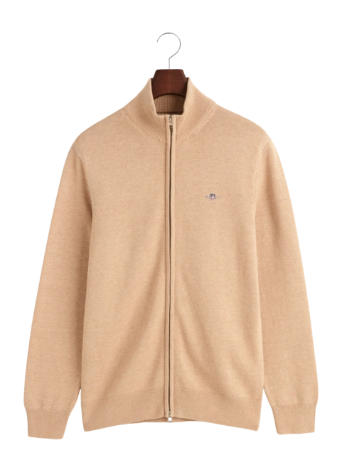 Zip Sweatshirt GANT Men Cotton Cardigan Khaki Mel