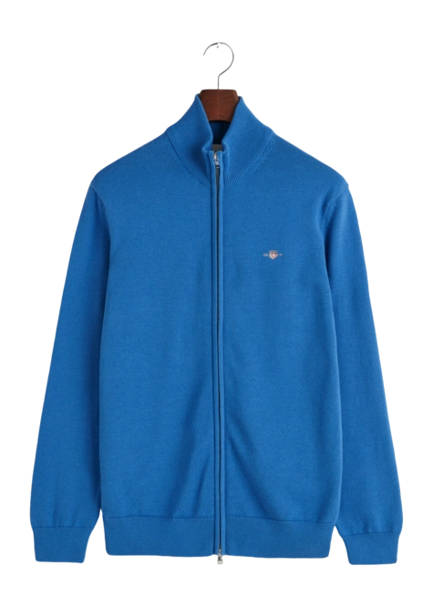 Zip Sweatshirt GANT Men Cotton Cardigan Rich Blue