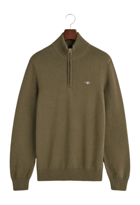 Jumper GANT Men Cotton Half Zip Juniper Green