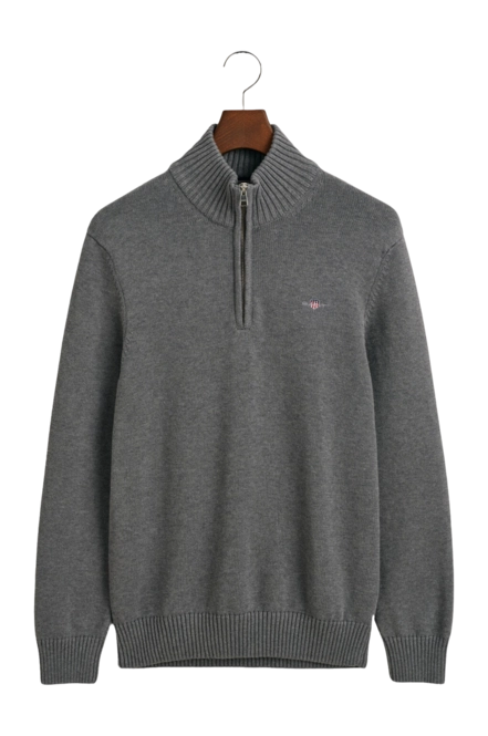 Jumper GANT Men Cotton Half Zip Dark Grey Melange