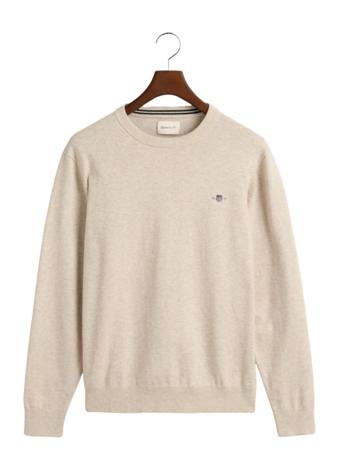 Jumper GANT Men Cotton Crew Light Beige Melange