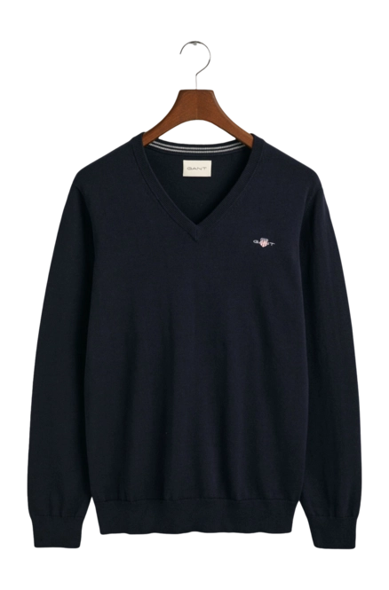 Jumper GANT Men Cotton V-Neck Evening Blue