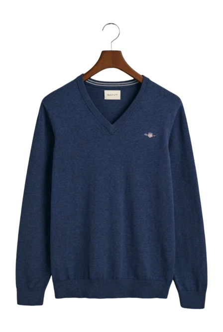 Jumper GANT Men Cotton V-Neck Dark Jeansblue Melange