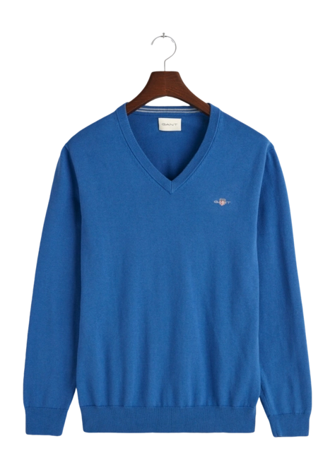 Jumper GANT Men Cotton V-Neck Rich Blue