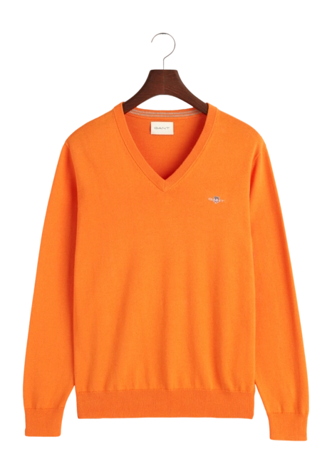 Jumper GANT Men Cotton V-Neck Sweet Orange