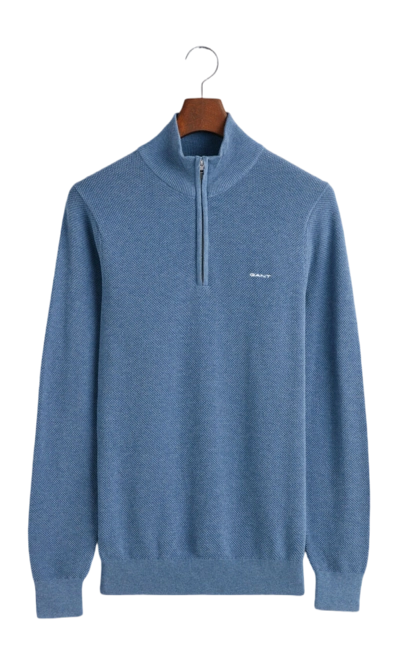 Jumper GANT Men Cotton Half Zip Denim Blue Melange
