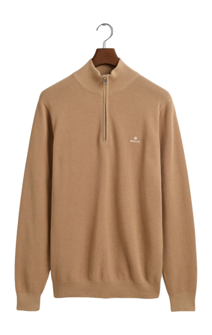 Jumper GANT Men Cotton Half Zip Dark Khaki