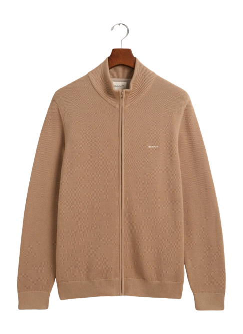 Zip Sweatshirt GANT Men Cotton Cardigan Dark Khaki