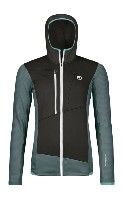 Zip Sweatshirt Ortovox Women Fleece Grid Hoody Dark Arctic Grey