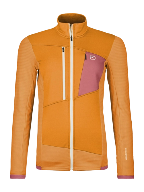 Zip Sweatshirt Ortovox Women Fleece Grid Jacket Autumn Leaves