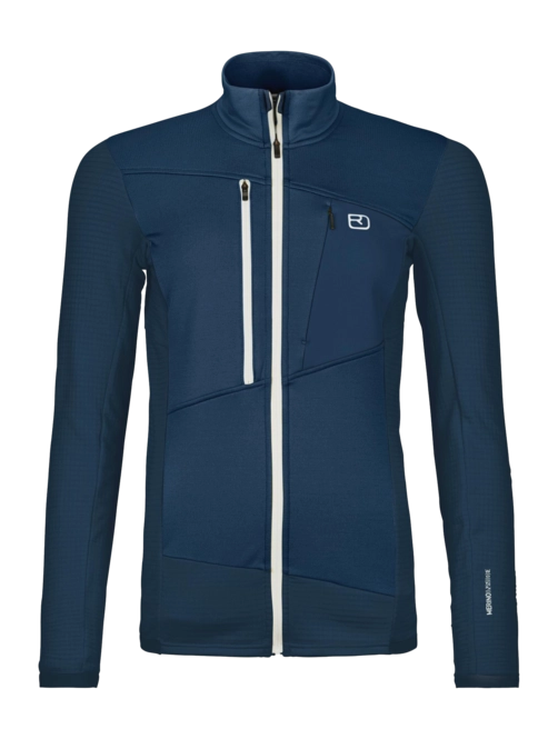 Zip Sweatshirt Ortovox Women Fleece Grid Jacket Deep Ocean