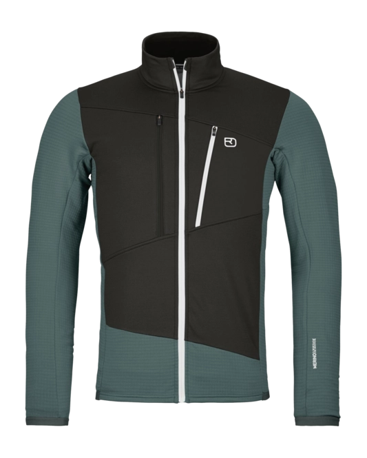 Zip Sweatshirt Ortovox Men Fleece Grid Jacket Dark Arctic Grey
