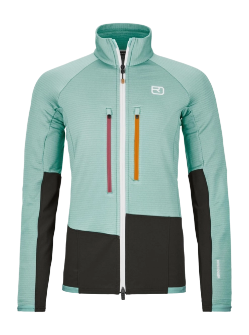 Zip Sweatshirt Ortovox Women Fleece Rib Jacket Aquatic Ice