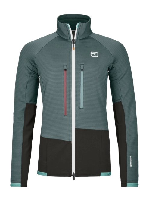 Zip Sweatshirt Ortovox Women Fleece Rib Jacket Dark Arctic Grey