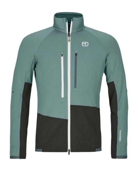 Zip Sweatshirt Ortovox Men Fleece Rib Jacket Arctic Grey