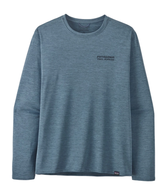 T-Shirt Patagonia Men's L/S Cap Cool Daily Graphic Shirt - Lands Tree Trotter: Utility Blue X/Dye