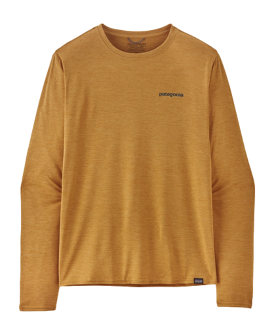 T Shirt Patagonia Men L/S Cap Cool Daily Graphic - Waters Boardshort Logo: Pufferfish Gold X/Dye