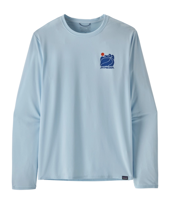 T Shirt Patagonia Men's L/S Cap Cool Daily Graphic Shirt - Waters Sunrise Rollers: Chilled Blue