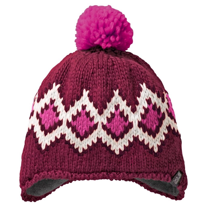 Beanie Jack Wolfskin Kids Diamond Knit Cap Dark Ruby (S)
