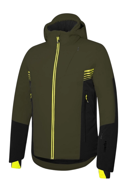 Ski Jacket RH+ Men Adler Dark Khaki / Black / Acid Green
